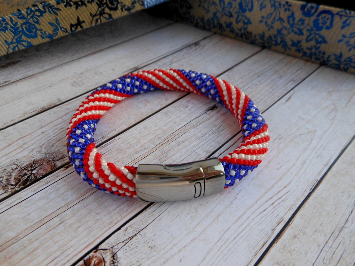 USA flag bracelet american flag bracelet men's gift 4th Etsy