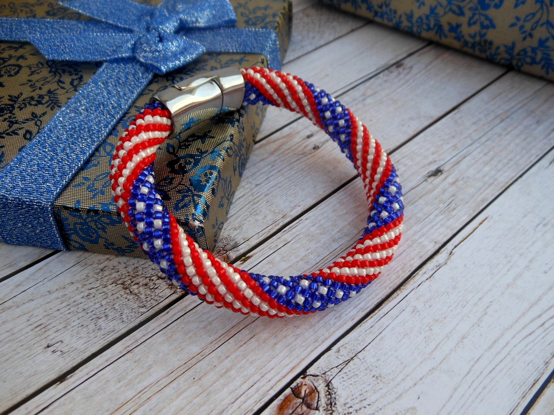 USA flag bracelet american flag bracelet men's gift 4th Etsy