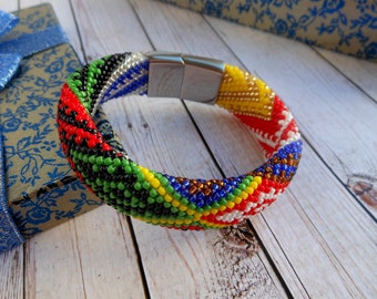 Beaded bracelet Idde de Cuchillo 7 potencias 7 african powers Afticana Collar de potencias African beads African bracelet Yoruba jewelry