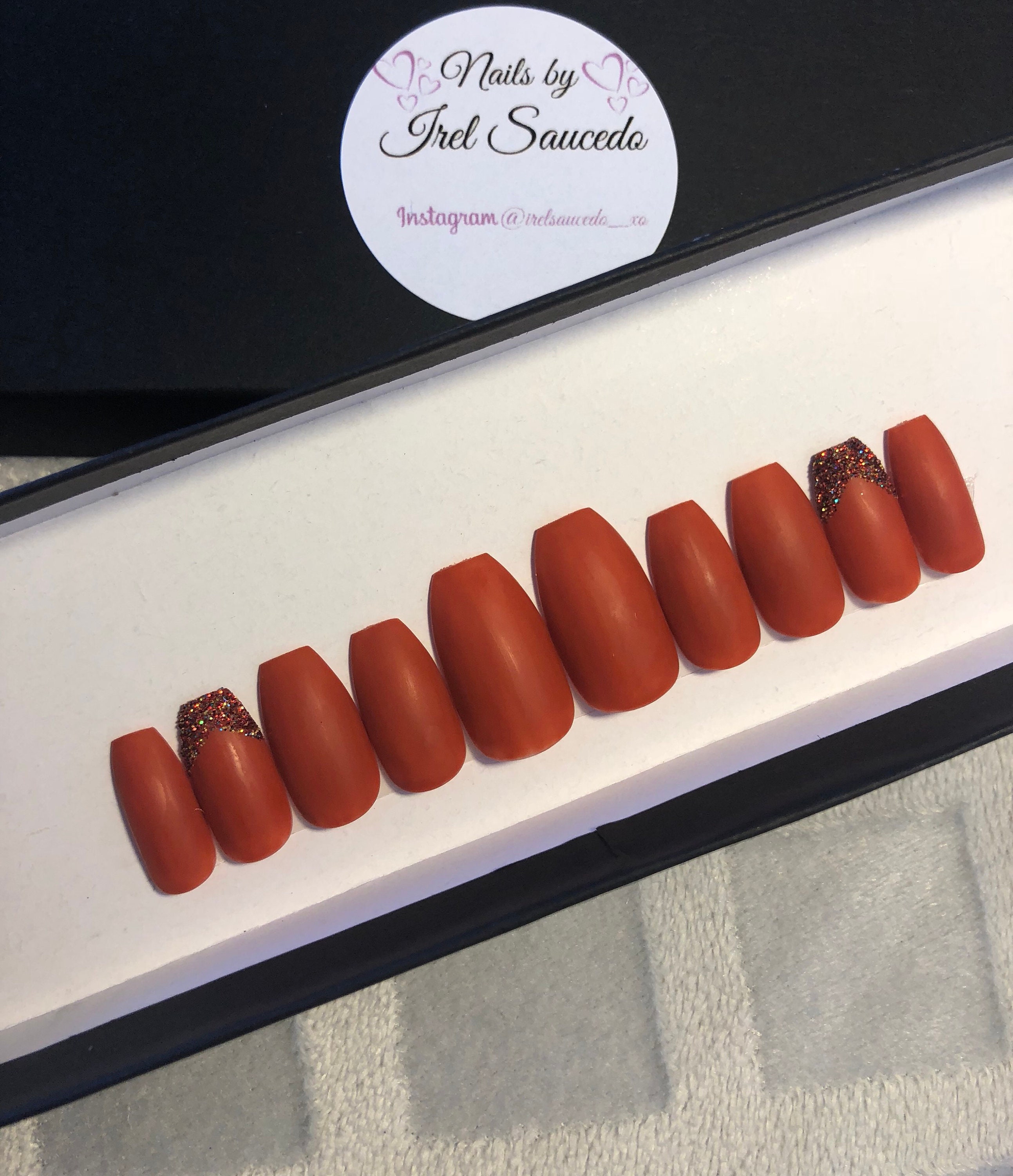 PUMPKIN TIME Burnt Orange Gel Polish Press On Nails Etsy