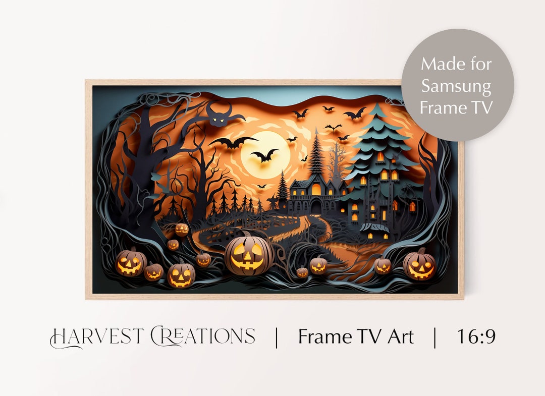 Samsung Frame TV Art Halloween Frame TV Art 3D Paper Art Frame TV Halloween Halloween Fall Art