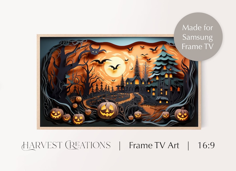 Samsung Frame TV Art   |   Halloween Frame TV Art   |   3D Paper   |   Frame TV Halloween   |    Halloween   |   Fall Art