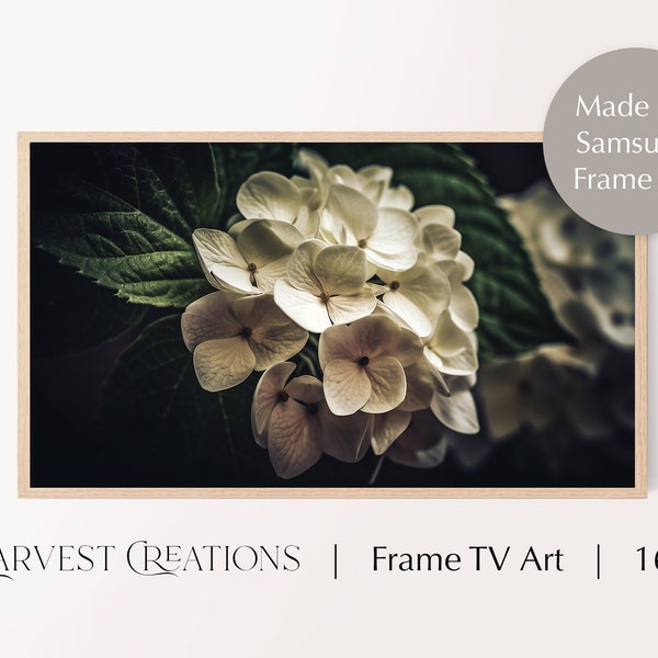 Samsung Frame TV Art   |   Fall Hydrangea   |   Dark Botanicals   |   Autumn Wall Art