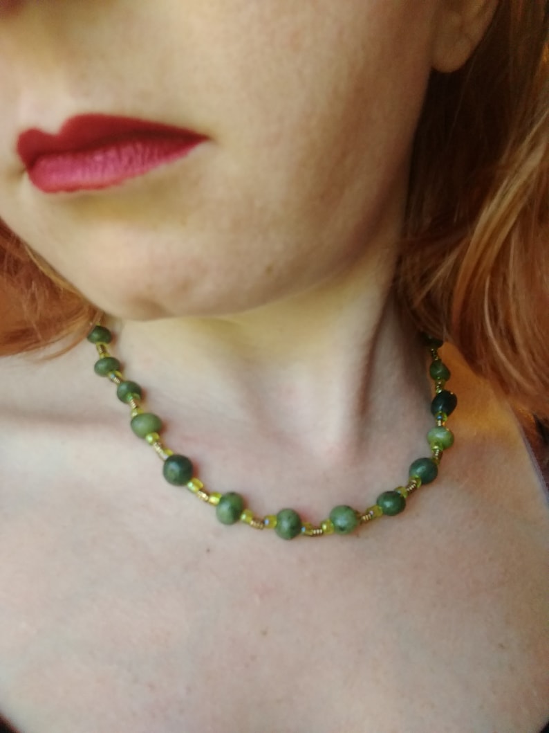 Green Pebble Serpentine choker