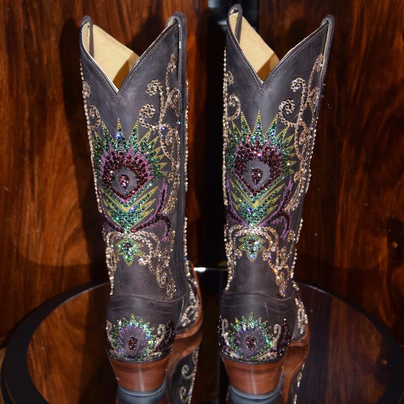 Tony Lama Women's Tucson Cowboy Boots With Swarovski Etsy