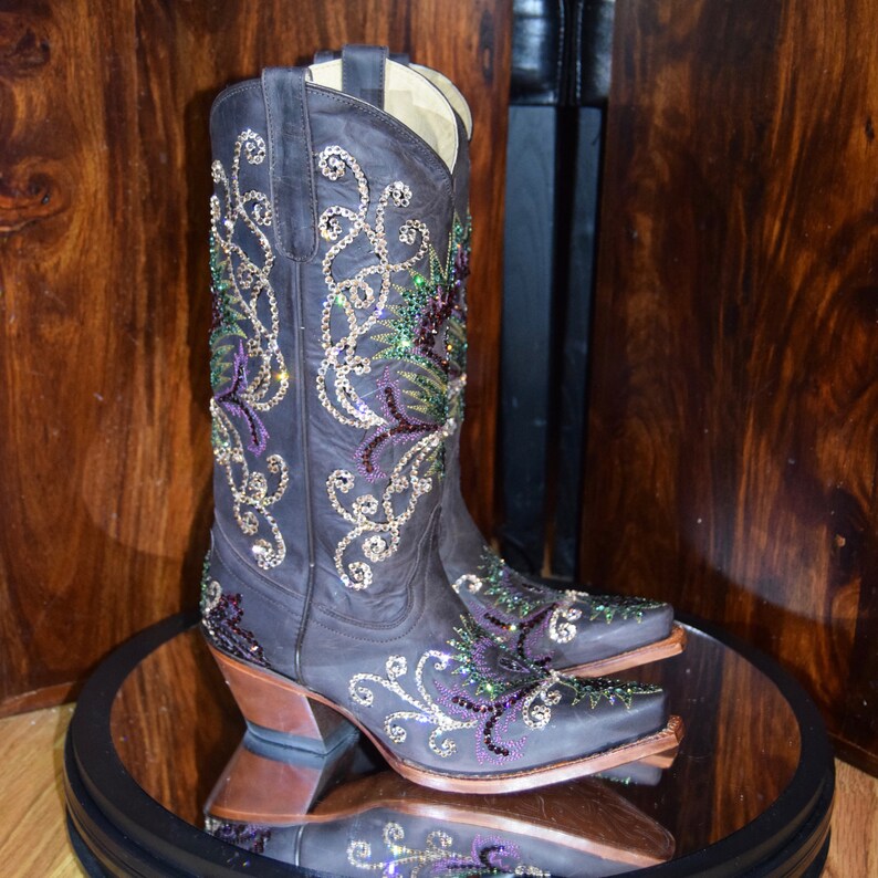 Tony Lama Women's Tucson Cowboy Boots With Swarovski Etsy