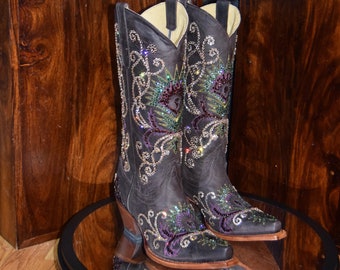 Tony Lama Women's Tucson Cowboy Boots with Swarovski Crystals
