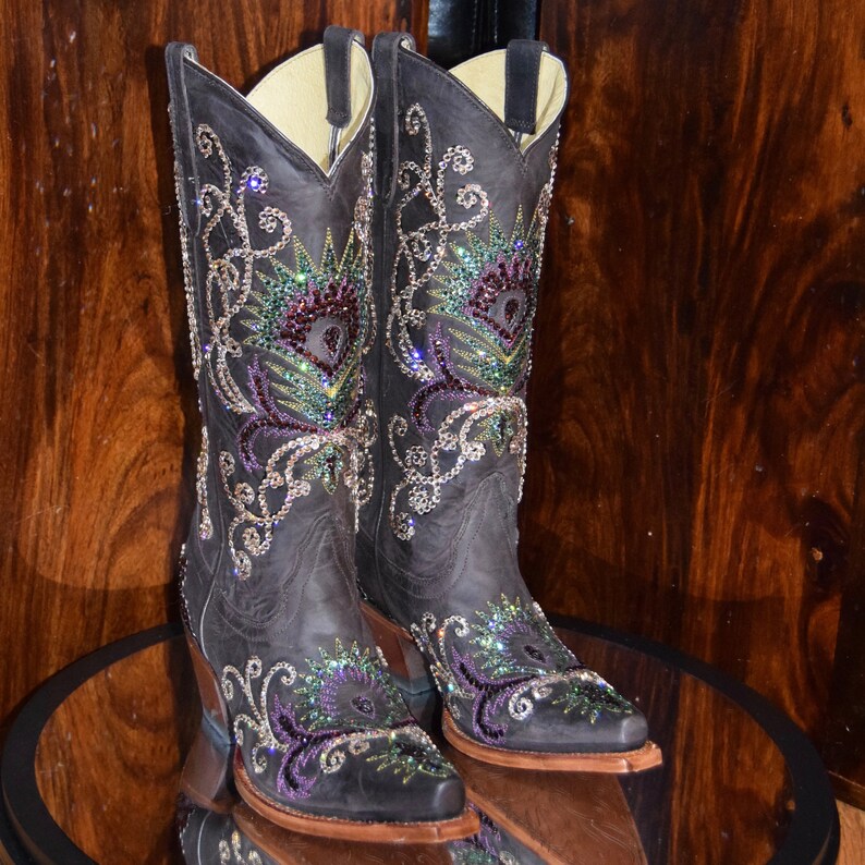 Tony Lama Women's Tucson Cowboy Boots With Swarovski Etsy
