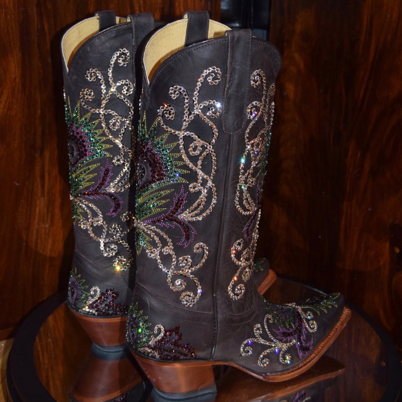 Tony Lama Women's Tucson Cowboy Boots With Swarovski Crystals - Etsy