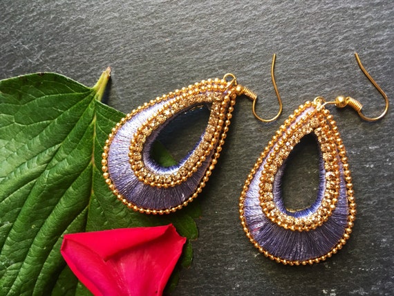 Designer silk thread earrings – SilkThreadMaterials.com