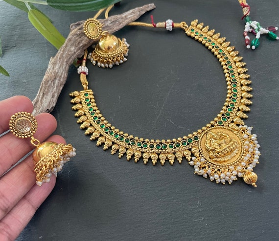 Lakshmi Necklace Set Indian Jewelry Set temple Jewellery Set
