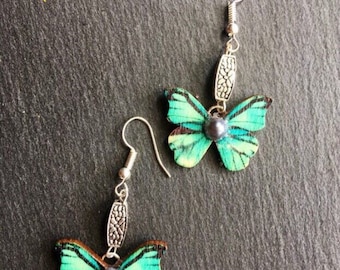 Handmade wooden butterfly earrings  Available in various colour,  butterfly dangling earrings.