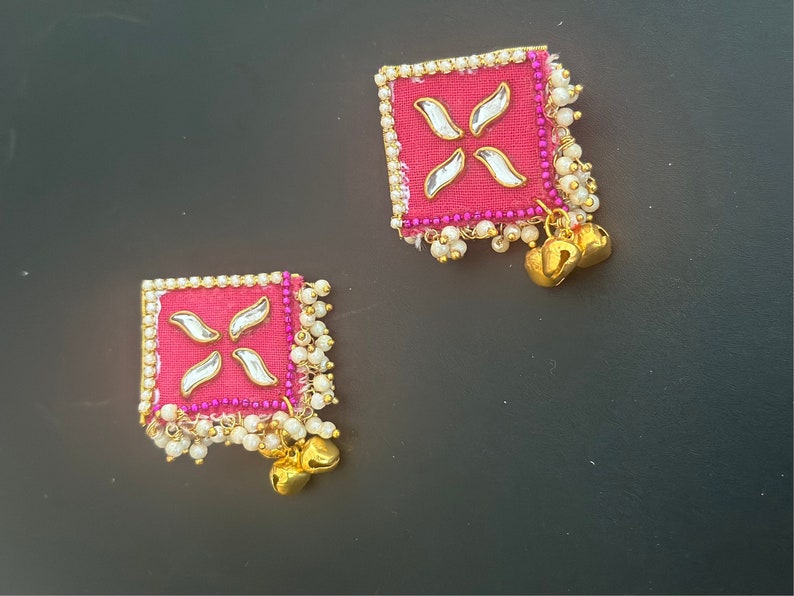 Pink - Neha Jute Fabart Handmade Earrings main image 1