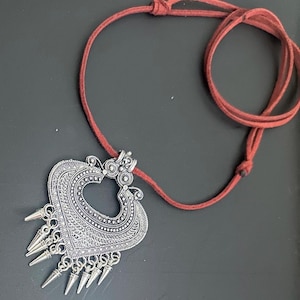 Indiase zilveren hanger ketting, Tibetaans zilveren ketting hanger, Indiase tribale etnische ketting, boho sieraden, tribal kuchi-ketting,