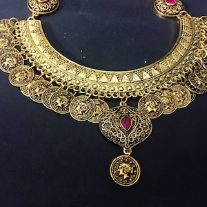 Antique gold finish vintage design necklace ,Indian bahubali style necklace , tribal jewellery, boho necklace,Banjara necklace,ps1 jewellery