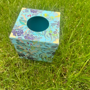 Handmade Tissue Box holder, wooden Decoupage tissue box home decor, Tissue box cover, blue tissue box, vanity tissue box holder