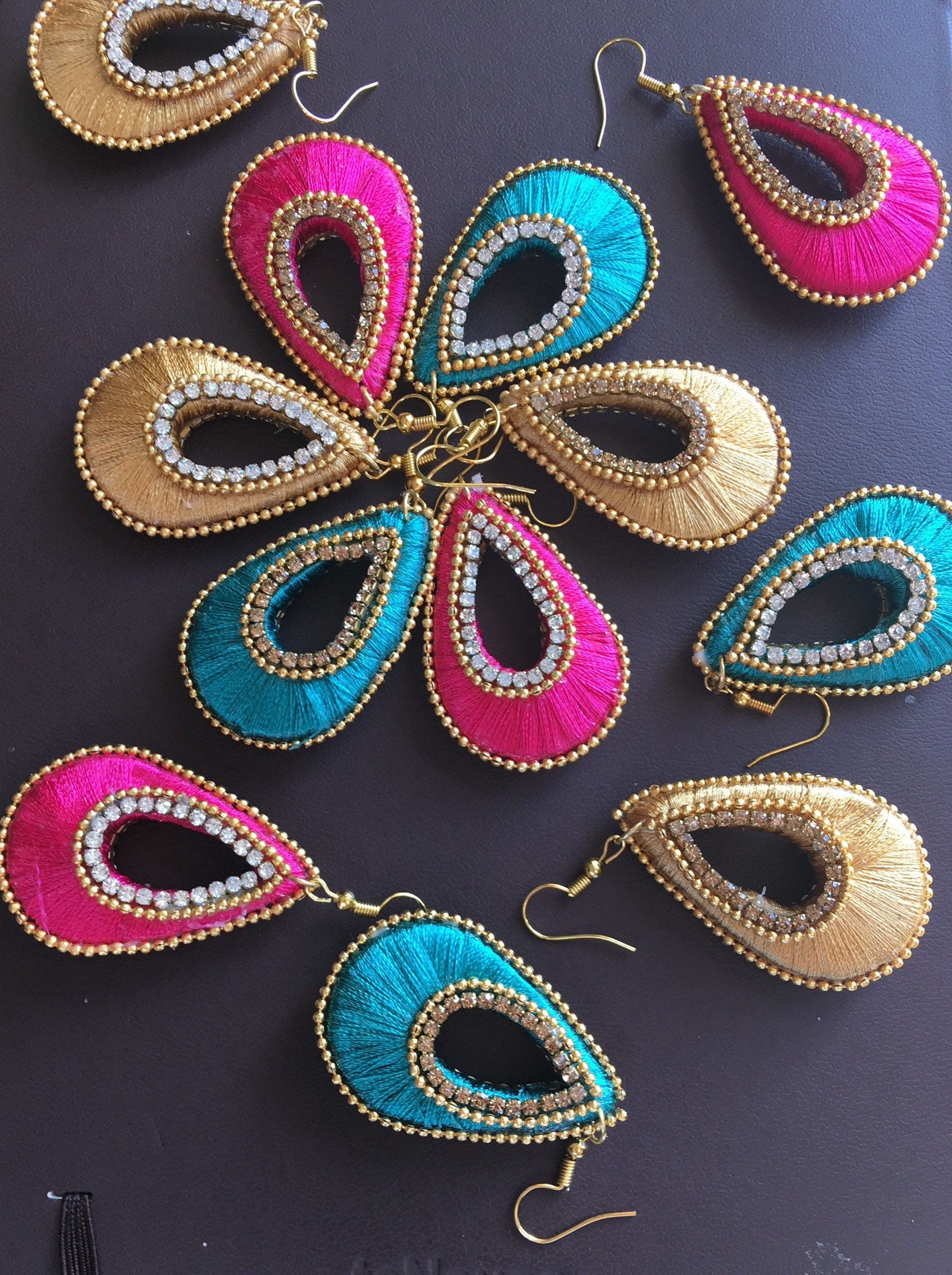 Silk thread earrings rate sale