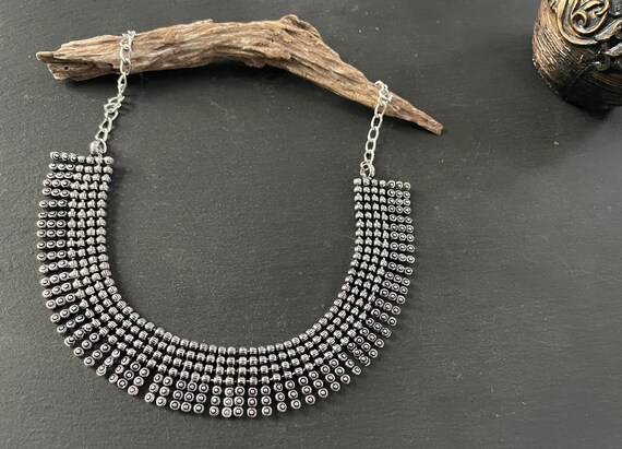 Indian Oxidised Silver Necklace Afghani Bib Jewellery Silver