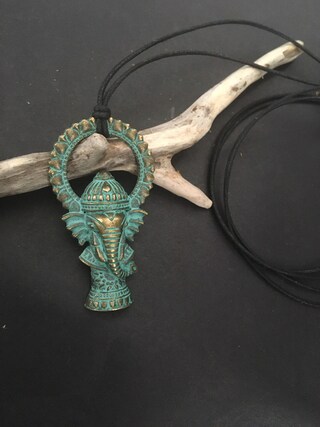 Collana Elefante Portafortuna Bohemien - Gioiello Ispirato Al Reiki Con Simbolo Ganesh In Zinco E Turchese
