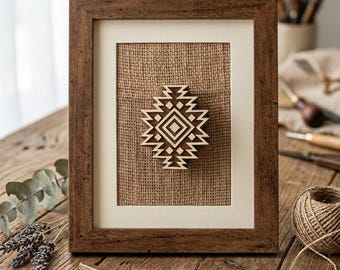 Indyjska sztuka ścienna z nadrukiem w blokach, etniczny wystrój domu, sztuka w ramkach boho, indyjskie etniczne dekoracje ścienne, indyjska sztuka ludowa, sztuka z drewna boho, plemienne dekoracje ścienne