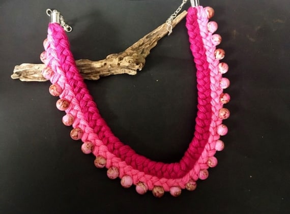 Pink thread best sale necklace