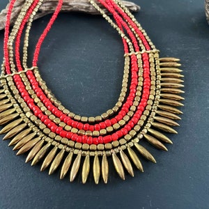 Ureinwohner Schmuck, Stammes- Schmuck, tibetische Halskette, traditionelle Boho Halskette, Berber Schmuck, rote Gruppe von Ukrainen