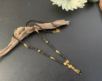 Black Bead Mangalsutra Chain, Gold Plated Indian Wedding Necklace, Minimalist wedding Jewellery, Bollywood Bridal Gift, Indian Ethnic Choker