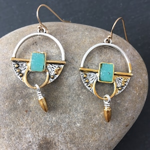 Indian jewellery , vintage style turquoise drops, boho blue earrings , Egyptian earrings, Middle Eastern style jewellery