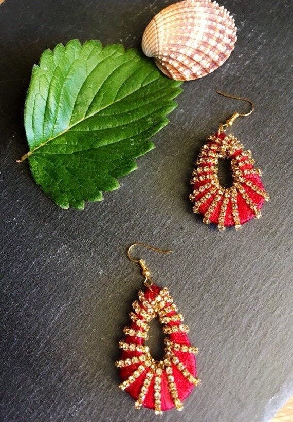 Handmade earrings with silk thread best sale