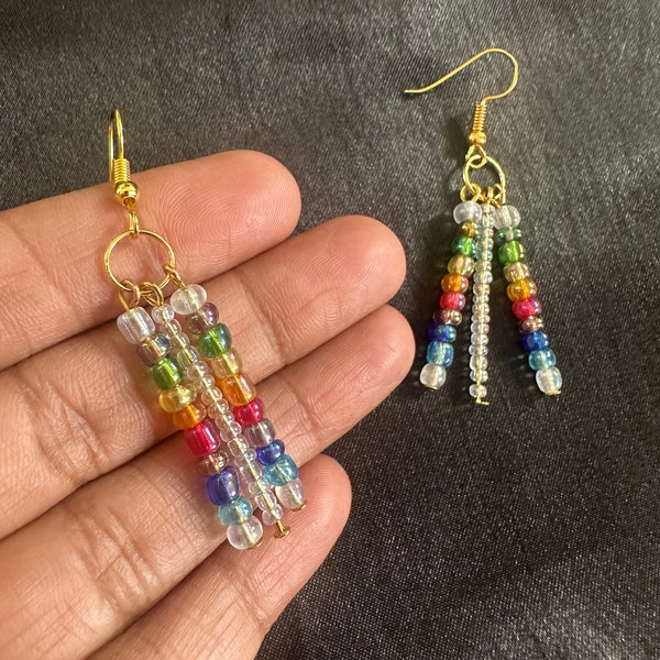 Handmade beaded tear drops drops earrings, tribal drops earrings,Aztec earrings, boho earrings , gypsy earrings