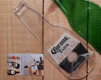 Recycled Corona beer bottle: Unique serving board, spoon rest, eco gift for hostess, beer drinker, housewarming, repurposed beer bottle
