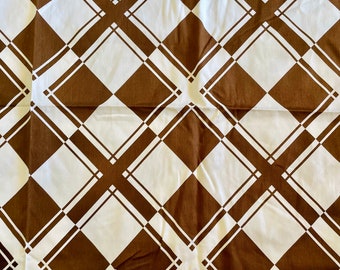 Vintage 1980’s Brown Check Thick Upholstery Cotton Fabric by Sonata