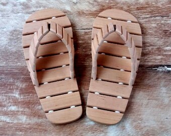 wooden flip flops