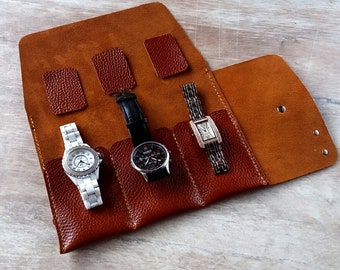 Roll for watches, Leather watch roll, Travel watch pouch, Watch storage, Travel watch roll, Leather pouch watch, Leather watch case