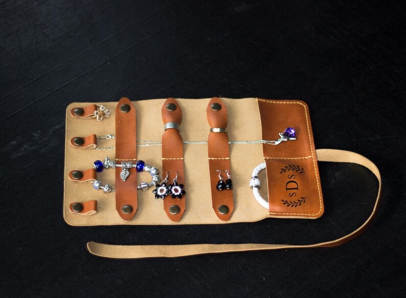 Leather Jewelry Organizer Travel Jewelry Roll Jewelry Roll Etsy