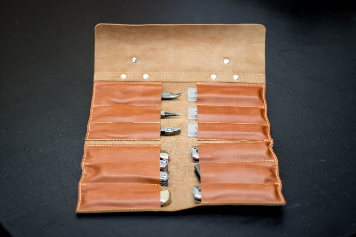 Leather pocket knife roll Leather tool roll leater chisel Etsy