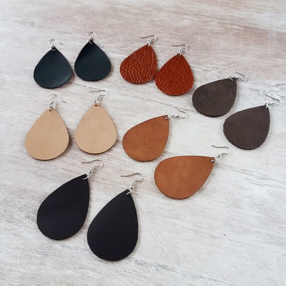 SET OF 3 PAIRS leather drop earrings leather earrings Etsy