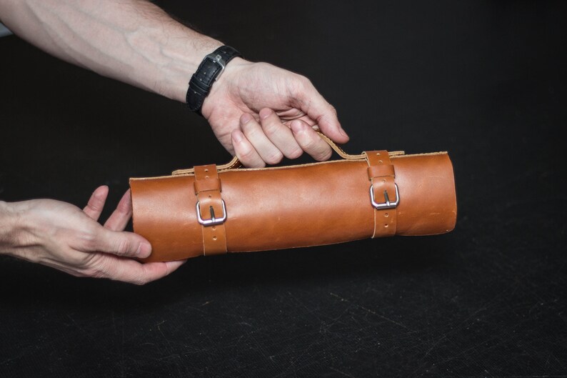 Leather pocket knife roll Leather tool roll leather pocket Etsy