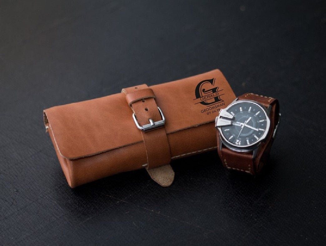 Personalized Watch roll, Leather watch roll, watch travel case, leath…