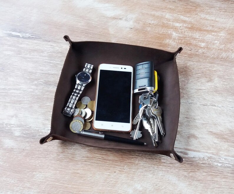 Big Leather Tray Leather Coin Key Tray Leather Tray Leather Etsy