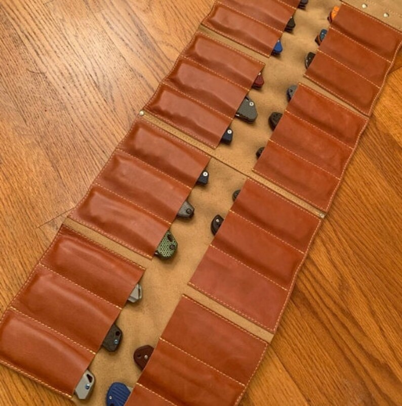 Leather Pocket Knife Roll Leather Tool Roll Woodcarving Etsy