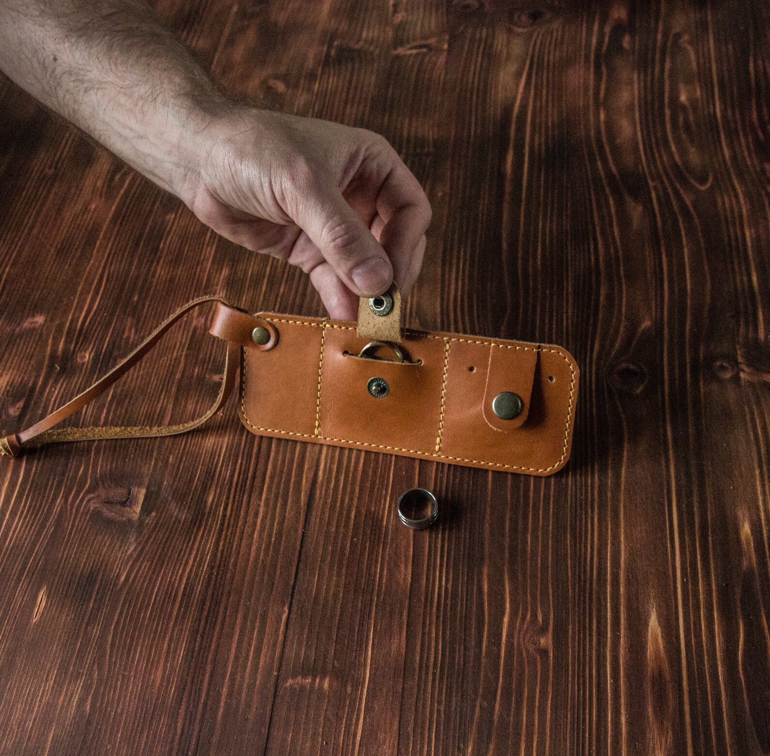 Personalized leather ring holder Double Ring Holder leather Etsy