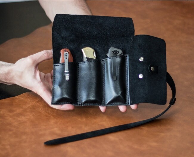 Leather pocket knife roll pocket knife holder carving roll Etsy