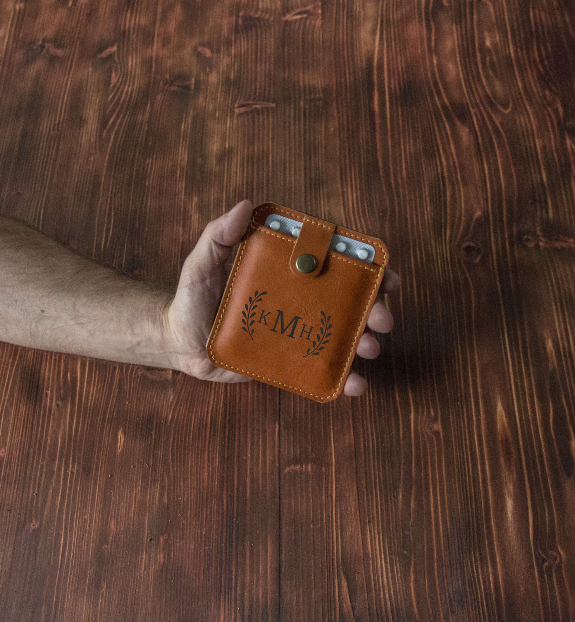 Personalized leather Pill Sleeve leather pill organizer Pill Etsy