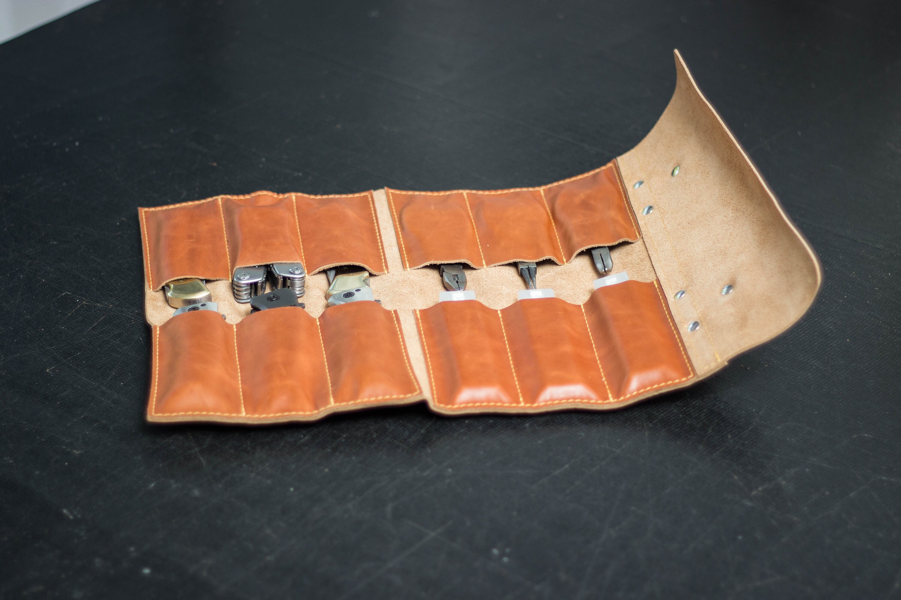 Leather pocket knife roll Leather tool roll leather pocket Etsy