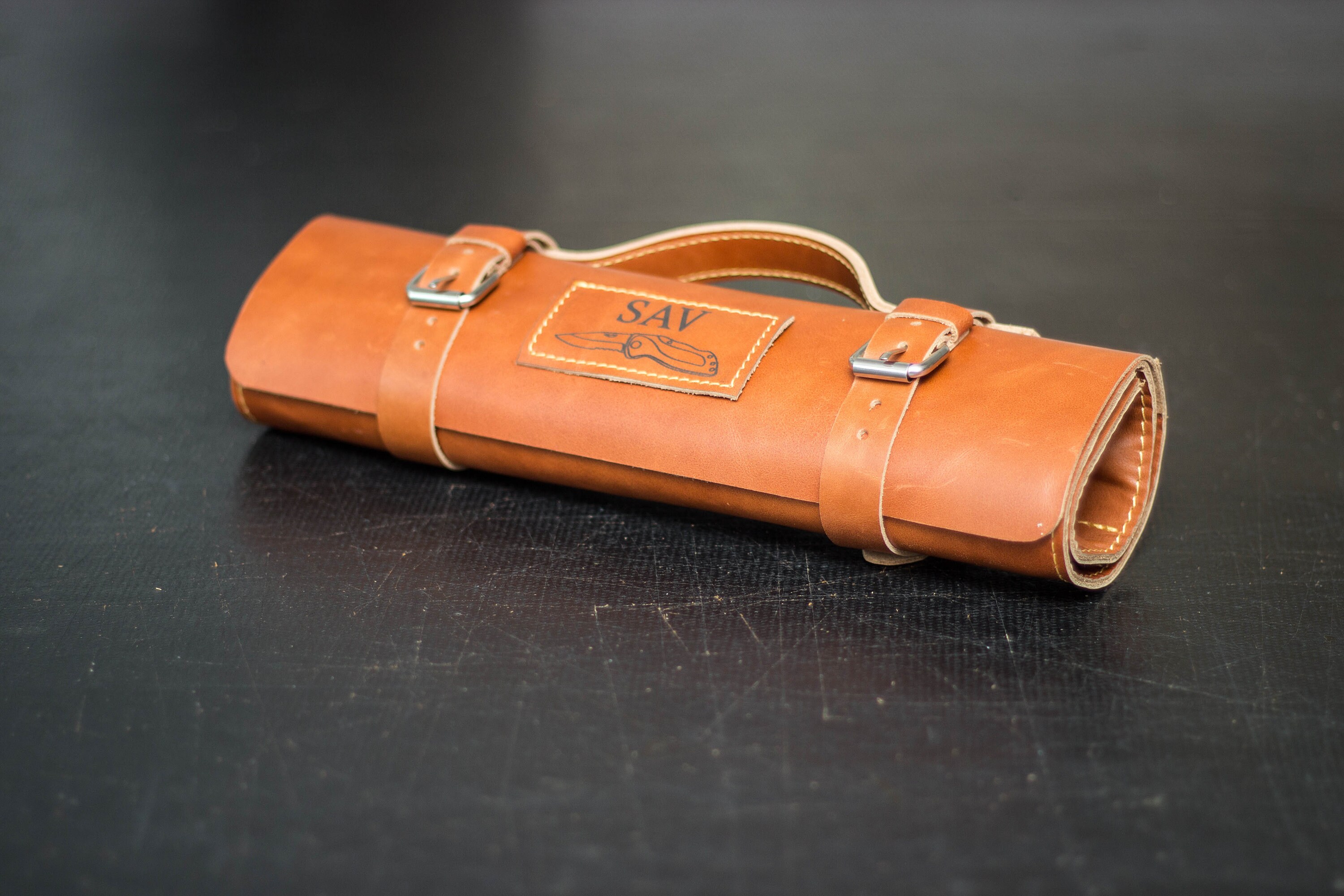 Leather pocket knife roll Leather tool roll leather pocket Etsy