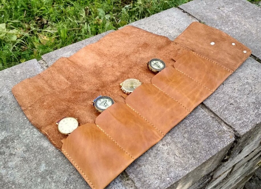 Watch travel case leather watch roll men's leather gift Etsy
