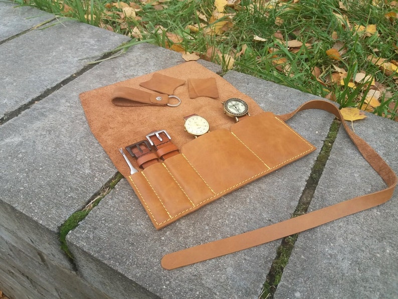 Travel Watch Roll Watch Roll Leather Watch Roll Travel Etsy