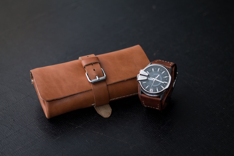 Watch travel case leather watch roll men's leather gift Etsy