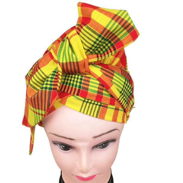 Madras cotton turban hat scarf is the easiest scarf to use for multiple hairstyles and a beautiful touch of elegance